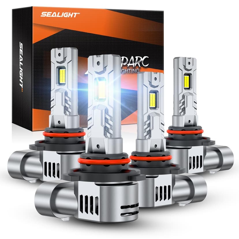 SEALIGHT S2S 9005/HB3 9006/HB4 Light Bulbs Combo, 140,000LM Super Brighter, 6500K Pure White 9005 9006 Fog Bulbs, with Cooling Fan 70K+ Hours Lifespan, 4-Pack