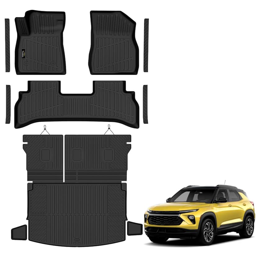 Floor Mats & Cargo Mat & Backrest Mat for Chevy Trailblazer FWD 2021-2026 | Door Sill Guards, All Weather TPE Full Set Liner for Chevrolet Trailblazer Accessories (Upper Cargo Floor Mat)