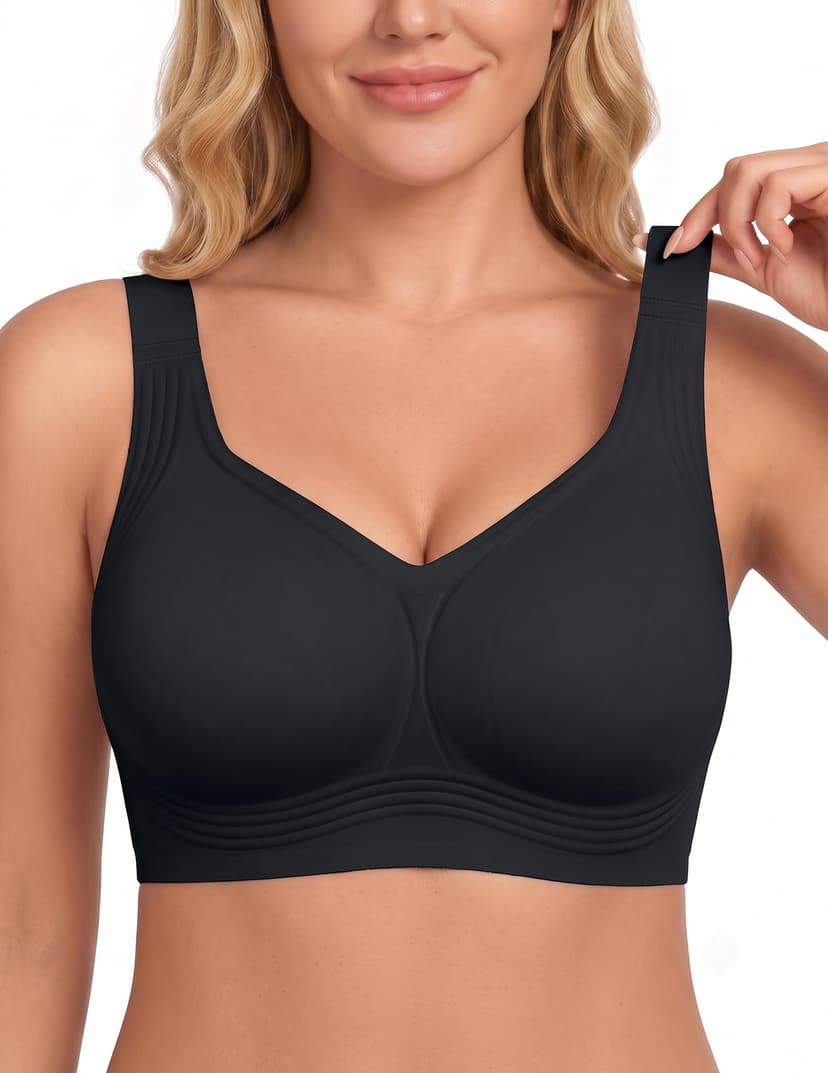 PoseFree Jelly Bras for Women, Wireless No Underwire, Full Coverage Support | Plus Size Bra for Large Breasts, Support & Lift, Minimizer, Seamless Back Smoothing, Soft Comfortable Everyday T Shirt Bra