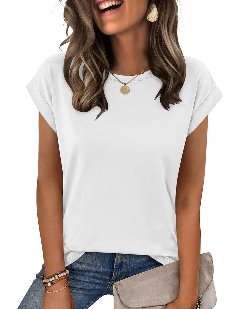 Zeagoo Womens Tops Summer Casual Cap Sleeve Tshirts Shirts Business Dressy Spring Fashion Outfits Trendy Clothes