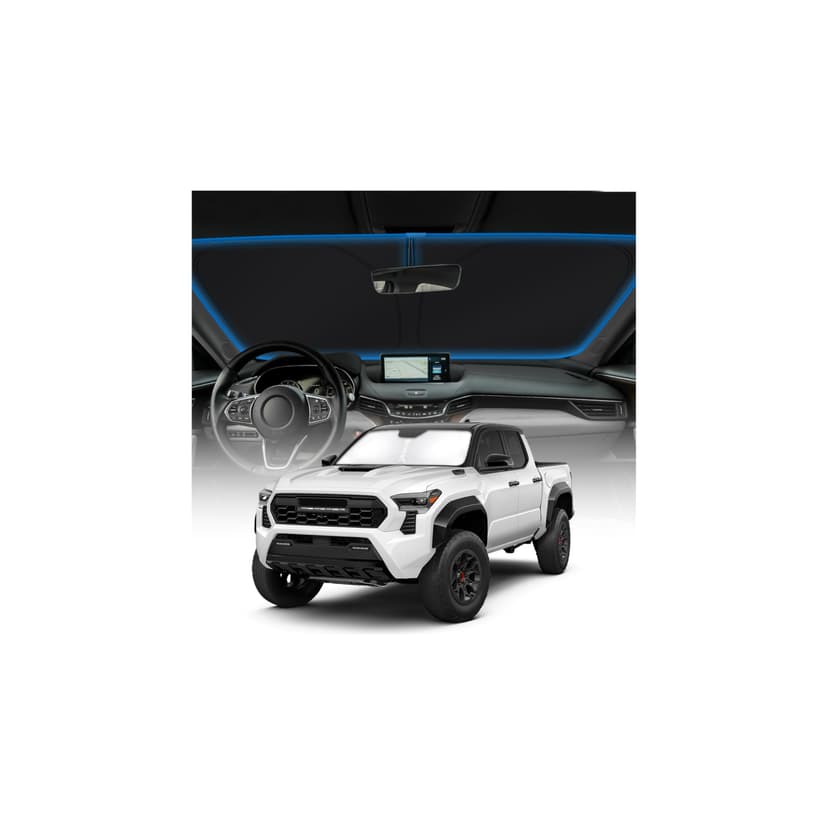 KUST Windshield Sun Shade for Toyota Tacoma Accessories 2016-2025 2026 2Dr 4Dr Pickup Truck, Custom Fit Car Front Window Sunshade Sun Visor Protector Foldable Blocks UV Rays Keep Car Cooler