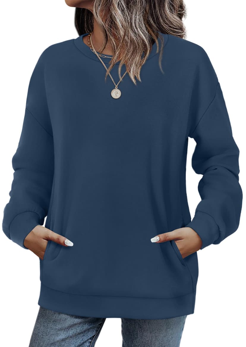 WIHOLL Crewneck Sweatshirts Women Pockets Long Sleeve Tops Fall Fashion | Winter Clothes 2026, Pullover, Cozy, Comfy, Lightweight