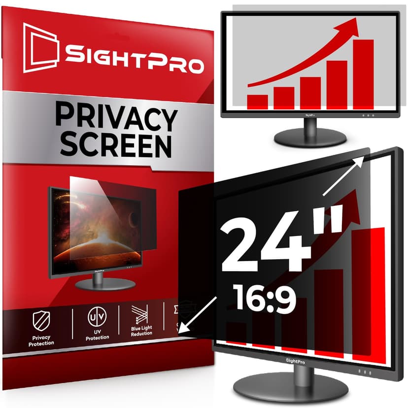 SightPro 24 Inch 16:9 Computer Privacy Screen Filter for Monitor - Privacy Shield and Anti-Glare Protector