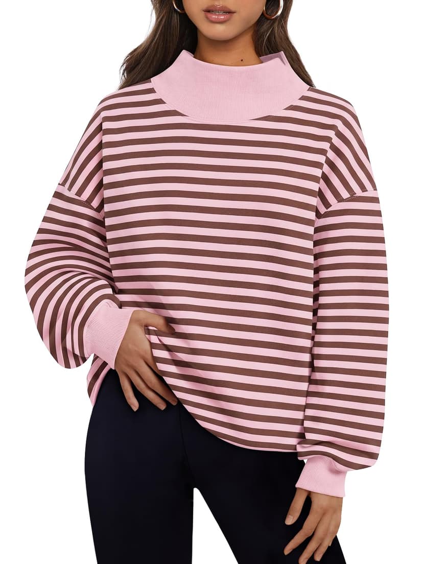 Trendy Queen Womens Mock Neck Sweatshirts Oversized Pullover Fall Outfits | Fall Fashion Clothes 2026,Airport Travel Outfits,Long Sleeve Tops,Trending Soft Fleece,Casual Work Hiking Lounge Clothing