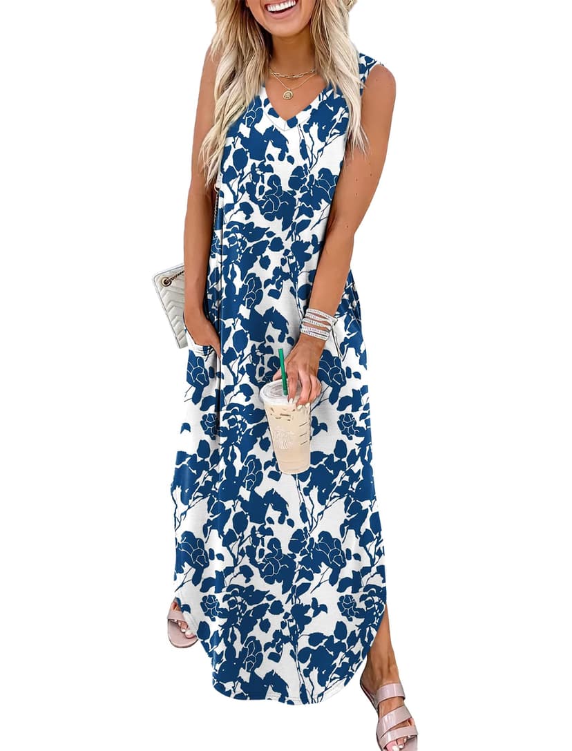 Sampeel Summer Dresses Maxi Dress Vacation Beach Sundresses 2025 with Pockets