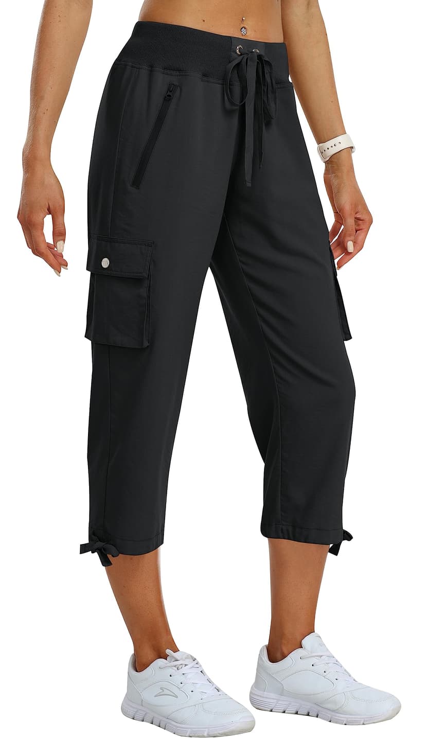MoFiz Women's Cargo Capris Pants Loose Fit Casual Hiking Pants Lightweight Quick Dry Travel Summer Pants for Women