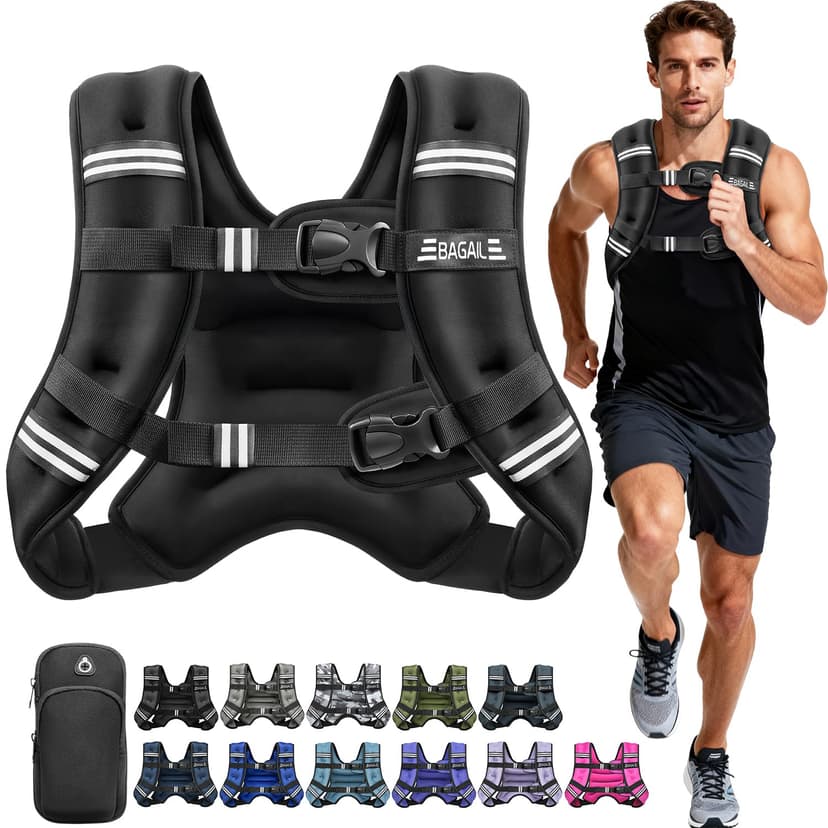 BAGAIL Comfort-Fit Weighted Vest for Woman, Even Weight Distribution, Faster Weight Loss, No-Chafe or Bounce for Walking & Running with Detachable Phone Pouch & Reflective Stripes (Available 5-30lbs)