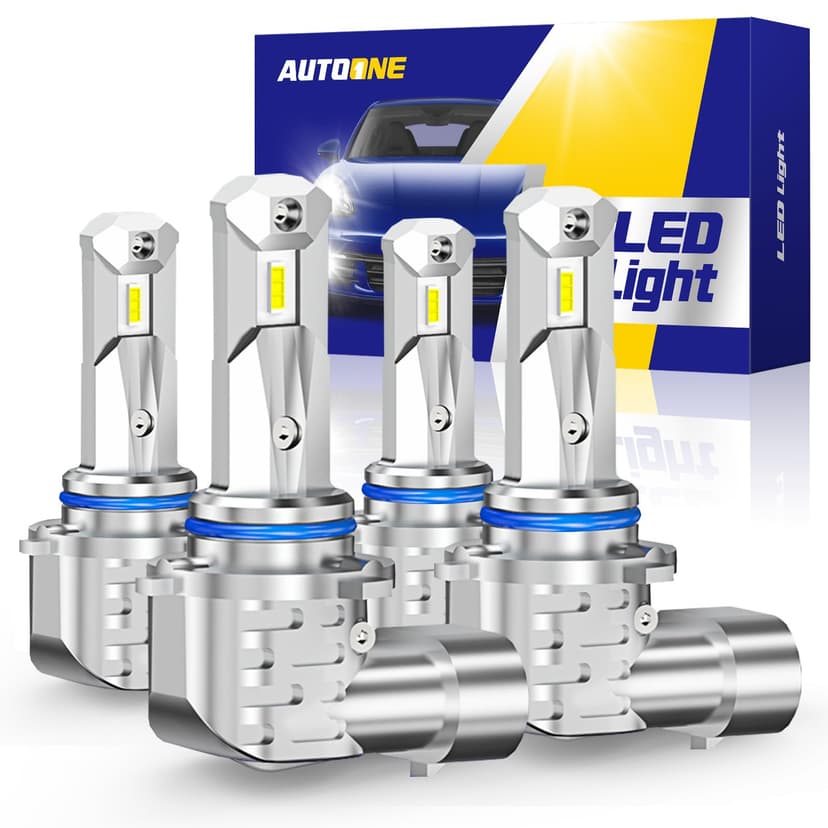 AUTOONE 9005 9006 LED Light Bulbs Combo, 100,000LM 99% Compatibility | 6000K White, Anti Flicker 1:1 Mini Halogen Size HB3 & HB4 Light Bulb, Plug and Play, Pack of 4