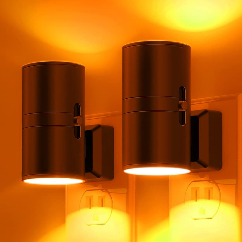 L LOHAS LED Night Light, Amber Nightlight,Dimmable Night Light,Light Sensor | Yellow Nightlight, 0-100LM, Sleep Light for Kids, Soft & Warm Light for Bedroom, Bathroom, 2 Pack