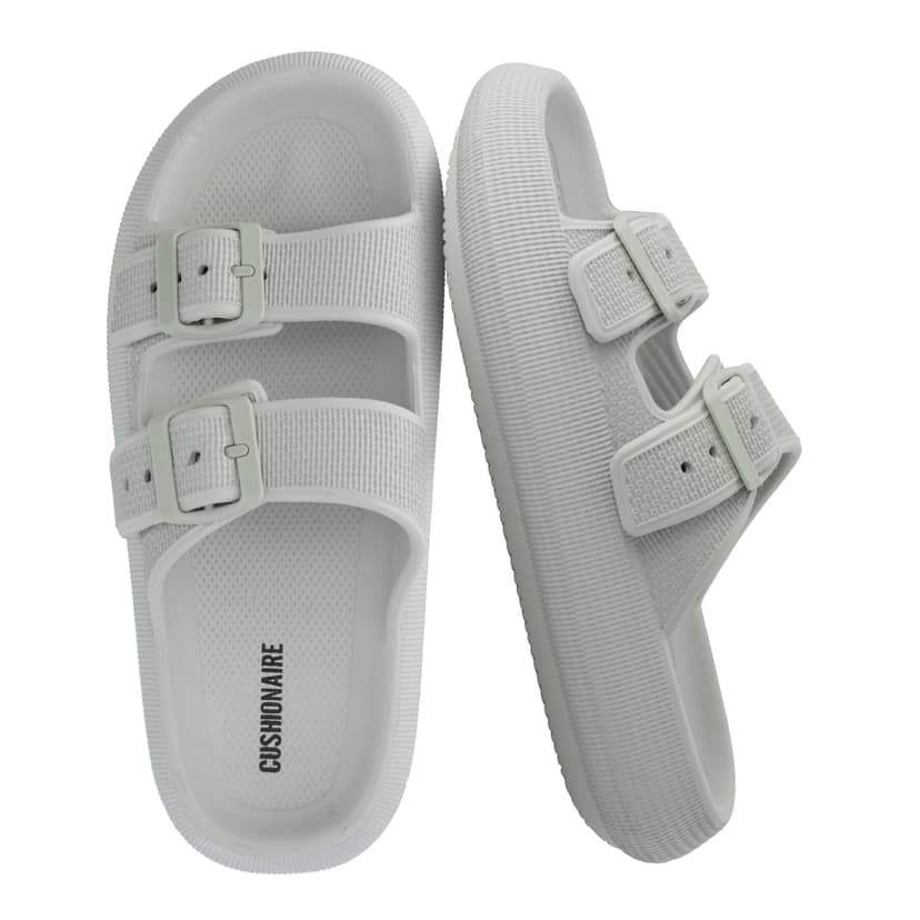 CUSHIONAIRE Fame Pillow Recovery Sandals for Women, Adjustable Double Buckle Waterproof EVA Cloud Slides for Women