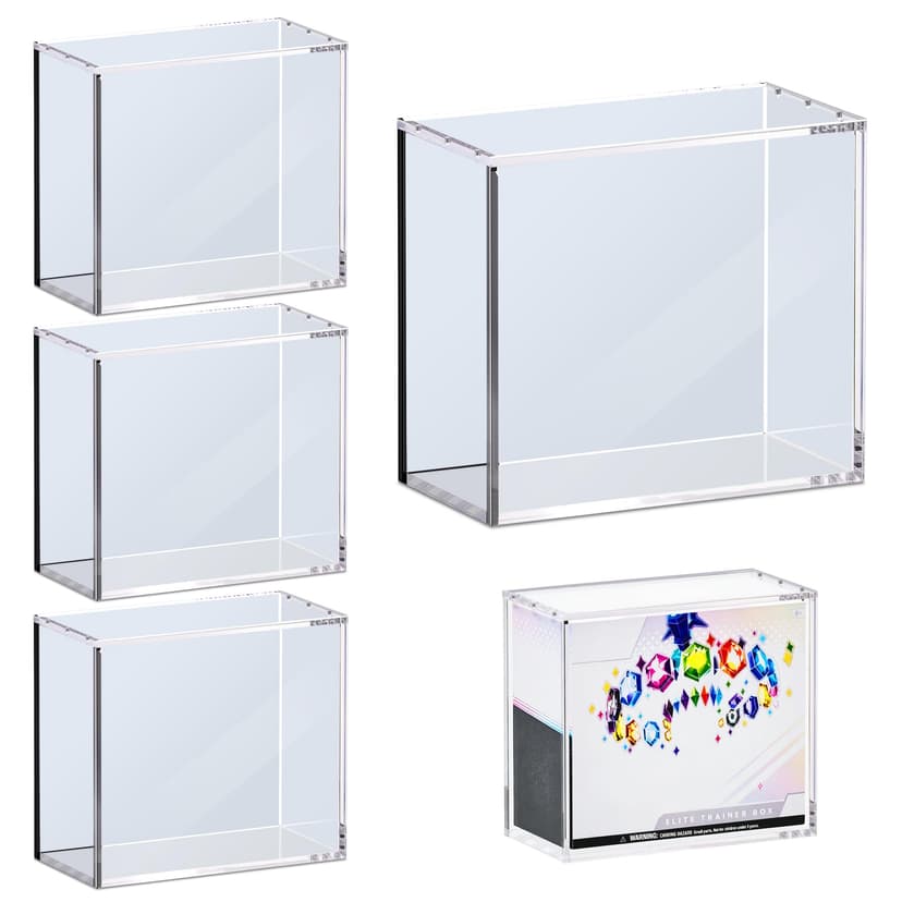 Kisbox 4 PCS ETB Protector Case, 5mm ETB Acrylic Display Case, Clear Ultra Acrylic Boxes for Display Compatible with Elite Trainer Box, Dustproof and Waterproof Display Box