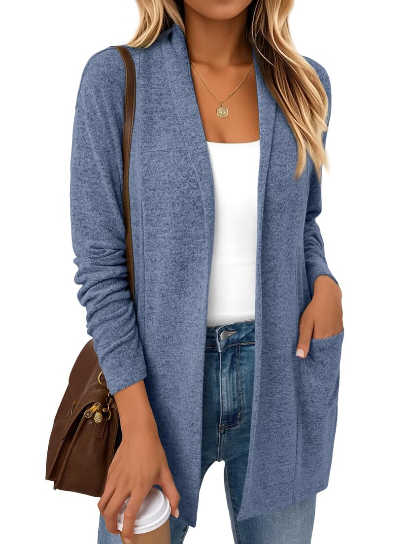 LILLUSORY Cardigan for Women Lightweight Cardigans Fall Fashion Outfits | Open Front Long Cardigan with Pockets, Business Casual Travel Outfits