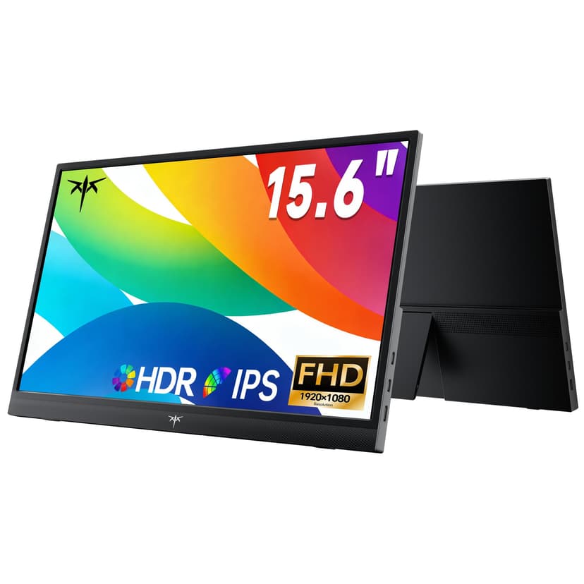 KTC Portable Monitor 15.6 Inch, FHD 1080P Travel Laptop Monitor Extender with USB-C HDMI, Ultra-Slim IPS HDR Display with Speakers, Second Monitor Screen for Laptop Phone Xbox Mac Switch, Black H15F9