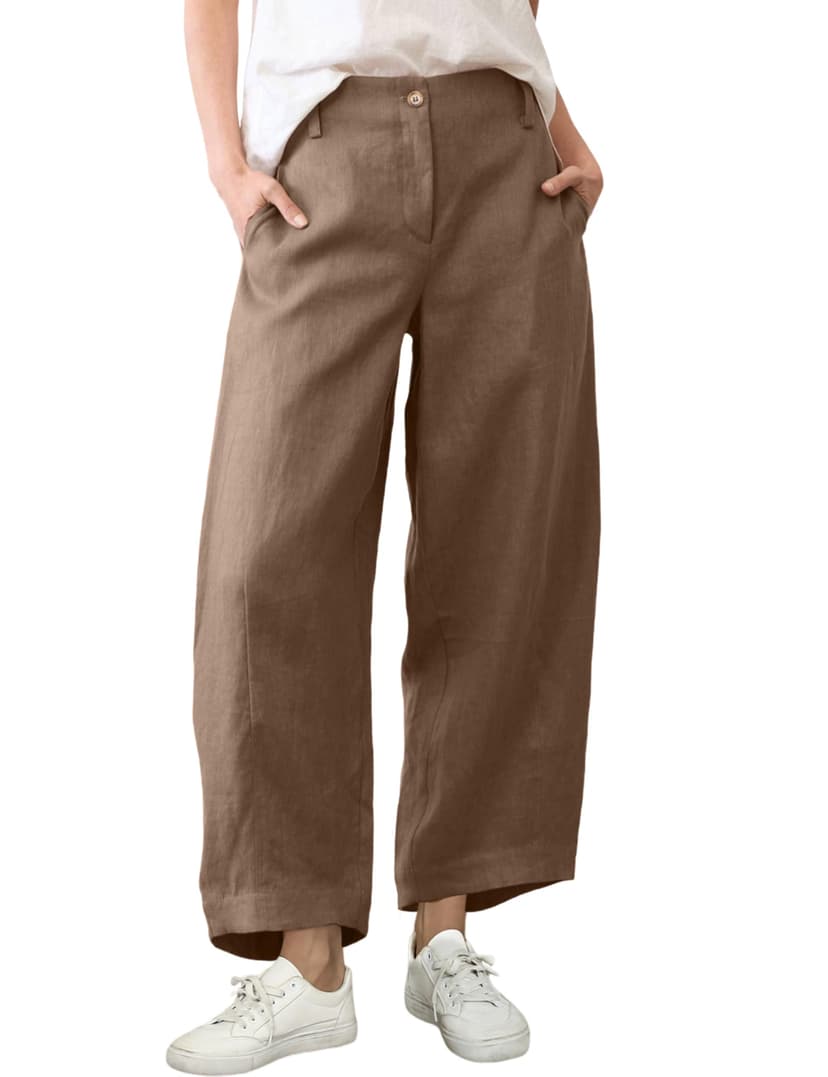 Tanming Womens Linen Pants Casual Capri Baggy Wide Leg Trousers Palazzo Pants Beach Vacation Outfits