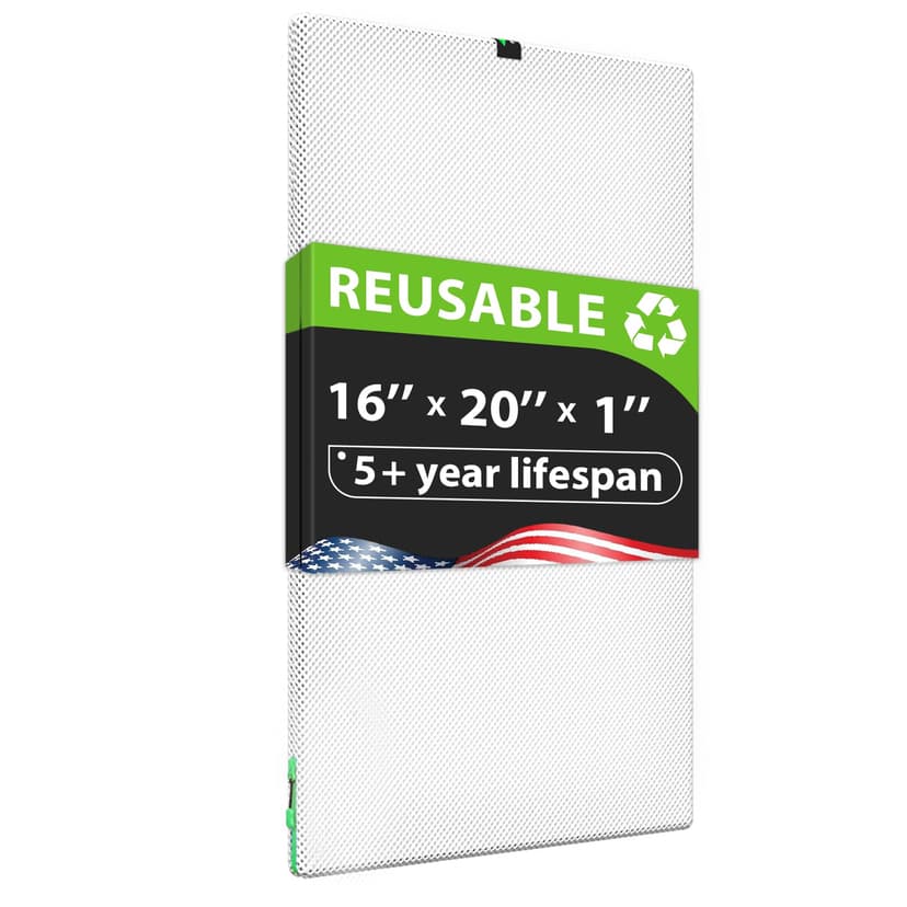 Reair 16X20X1 Air filter, Washable and Reusable Air Filter 16X20X1 for AC HVAC Furnace, MERV 8 Air Filters Machine Washable & Dryer Friendly, AC Furnace Air Filter