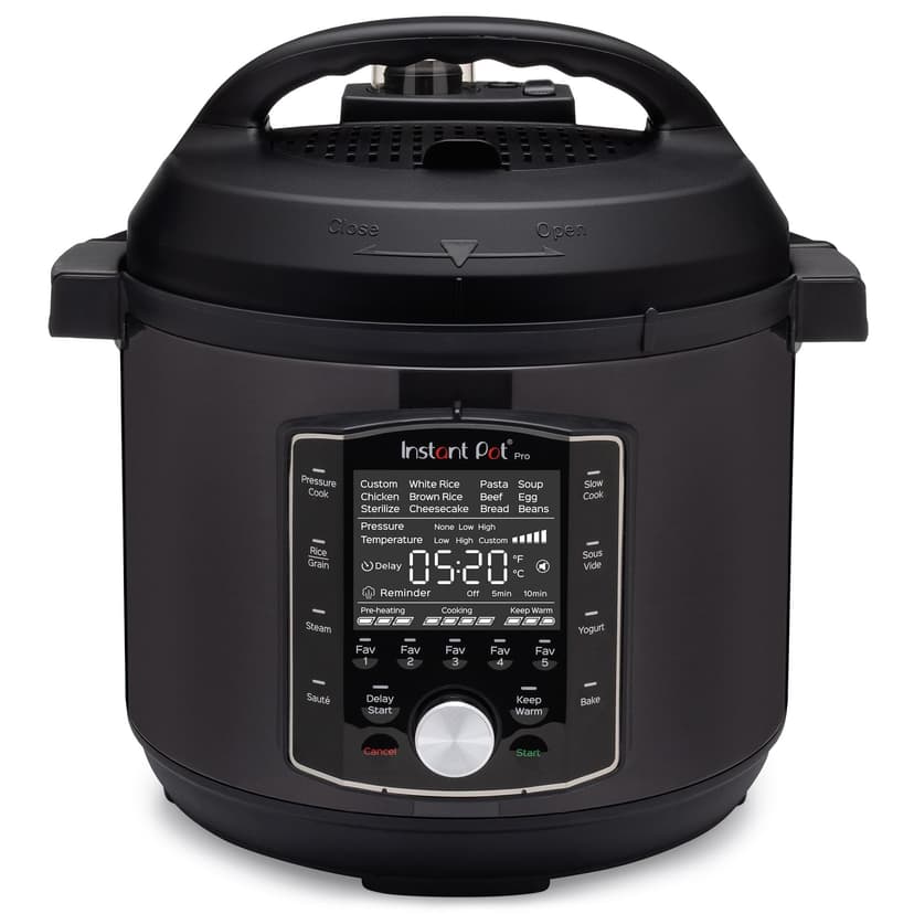 Instant Pot Pro 10-in-1 Pressure Cooker, Slow Cooker, Rice/Grain Cooker, Steamer, Sauté, Sous Vide, Yogurt Maker, Sterilizer, and Warmer, Includes App With Over 800 Recipes, Black, 6 Quart