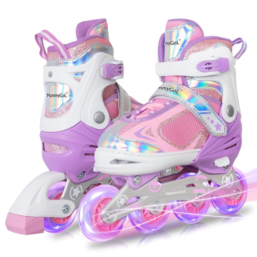 MammyGol Adjustable Inline Skates for Kids Boys Girls Youth Blades Roller Skates with Light up Wheels Ages 4-16