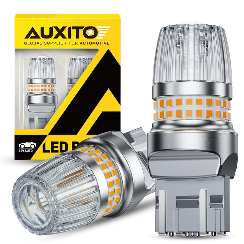 AUXITO Latest 7440 7443 LED Bulb Amber Yellow Turn Signal Lights, 700% Brighter 7441 7444 T20 992 WY21W LED Bulbs with Projector for Parking Blinker Tail Brake Signal DRL Marker Light, Pack of 2