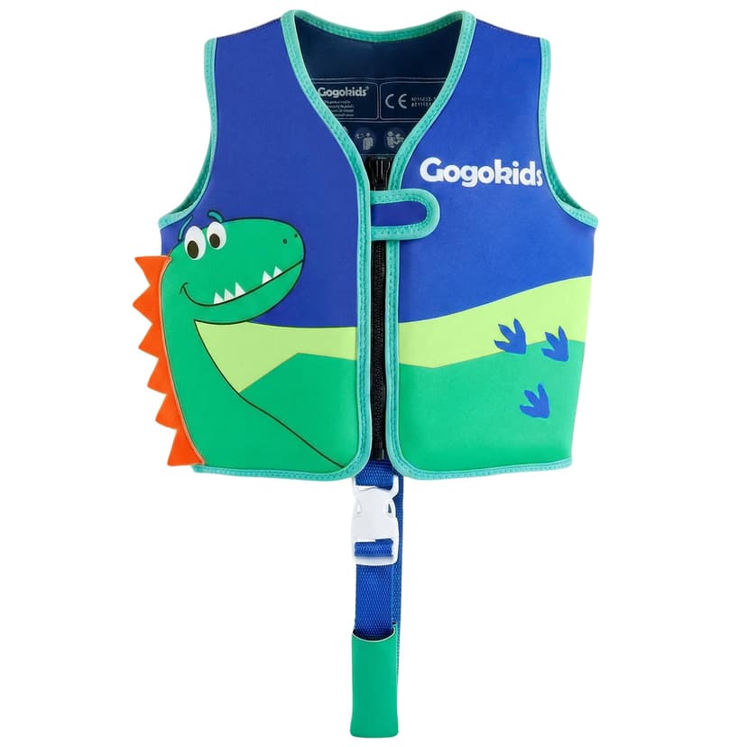 Gogokids Toddler Swim Vest Pool Floaties for Kids 1-2-3-5-6-9-12 Yrs, Neoprene Swimming Jacket w/Adjustable Strap & Zip, Kids Pool Float Jacket 30-50-70-90 Pounds for Boys Girls Youth Teens