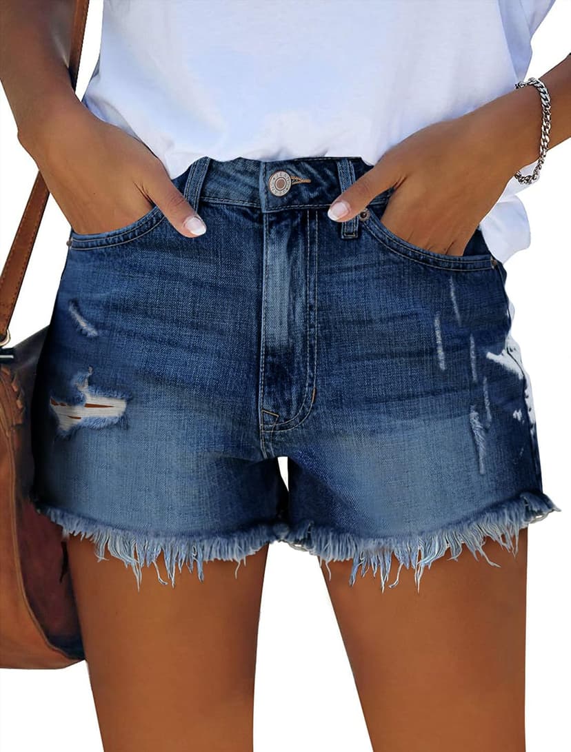 ZOLUCKY Jean Shorts Womens Summer High Waisted Denim Stretchy Ripped with Pockets