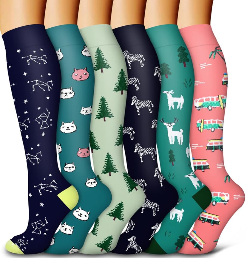 Bluemaple 6 Pack Copper Compression Socks for Women and Men Circulation-Best Support for Medical, Running,Nursing,Athletic