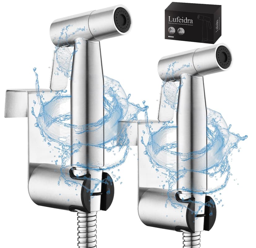LUFEIDRA 2 Pack Handheld Bidet Sprayer for Toilet, Adjustable Water Flow | Leak-Free Hose, 8/7” Brass T-valve, Feminine Wash, Cloth Diaper Rinse, RV Toilet Use, Tank or Wall Mount, Easy Installation