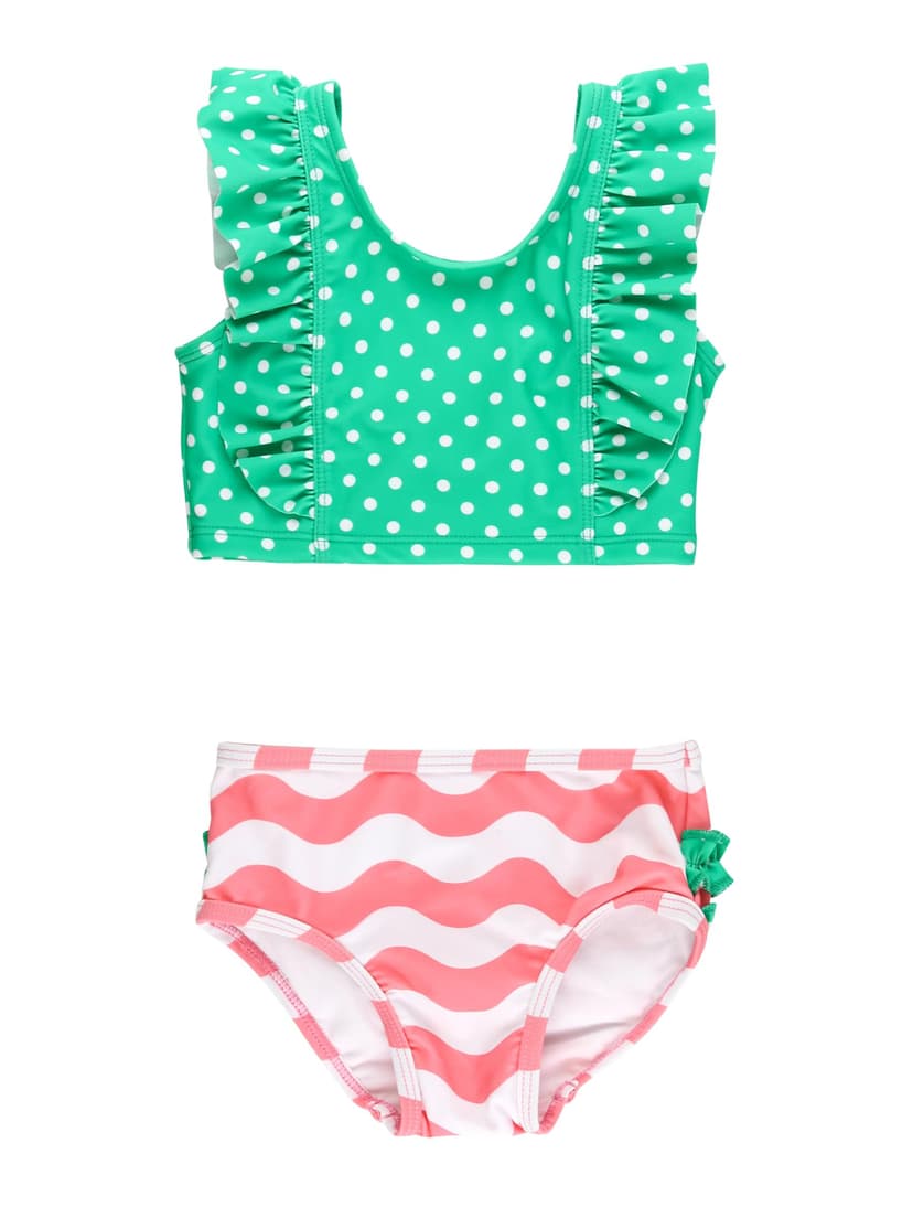 RuffleButts Baby/Toddler Girls UPF50+ Waterfall Tankini Two Piece Swimsuit