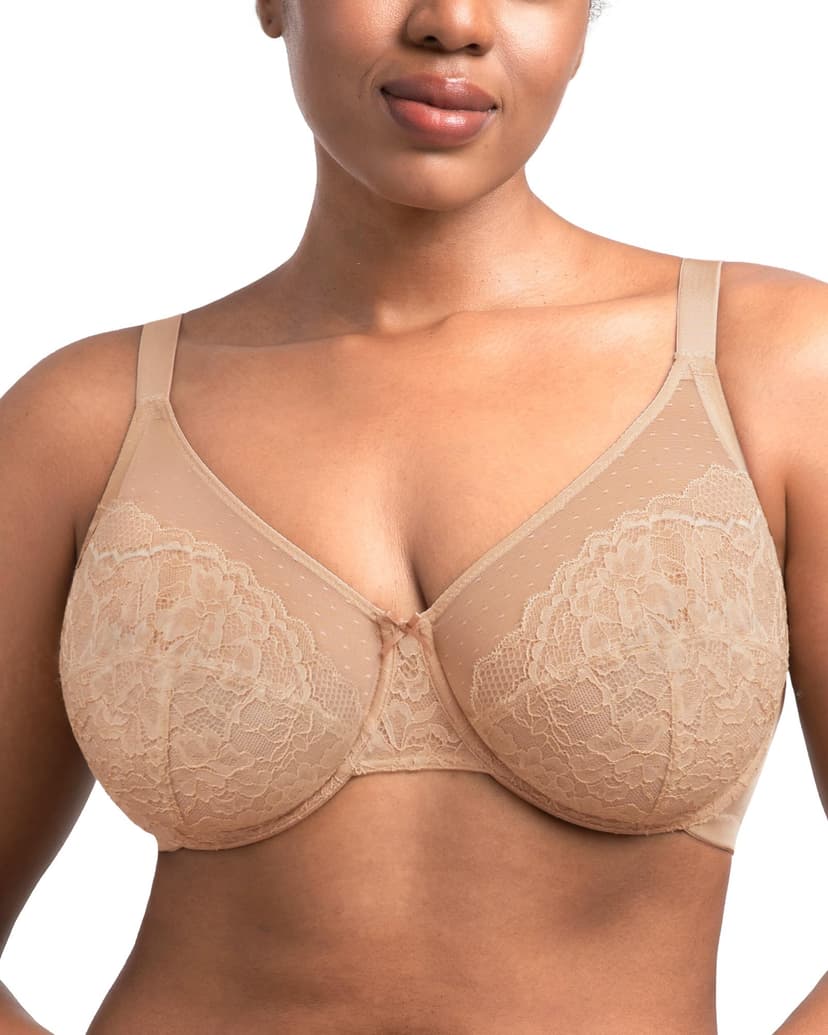 HSIA Minimizer Bras for Women Enchante Lace Underwire Bra for Heavy Breast | Full Coverage, Breathable in Summer, Plus Size, Supportive, Unlined, Lifting, Back Fat Smoothing, Offer Natural Shape, Soft