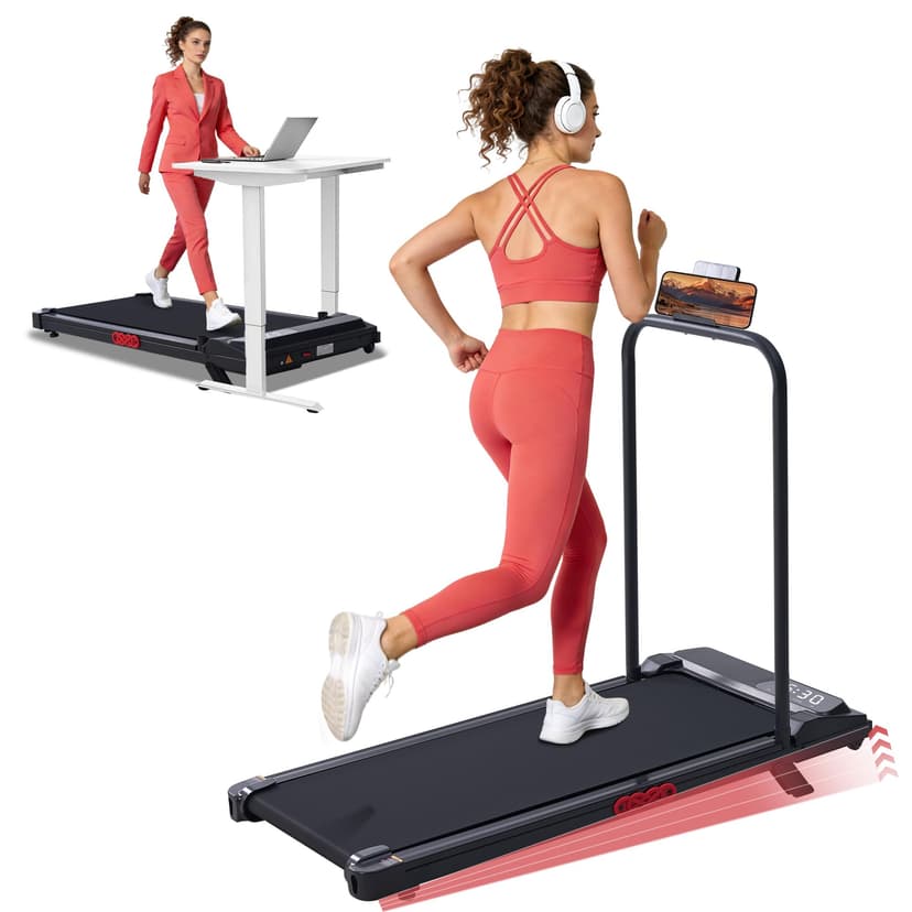 MCRG Portable Walking Pad Treadmill with Handle Bar Incline for Home Small, 3.5HP Electric Walking Pad Treadmill with Incline, Compact Mini Treadmill with Handles for Exercising, 0.6-10MPH, 400LBS
