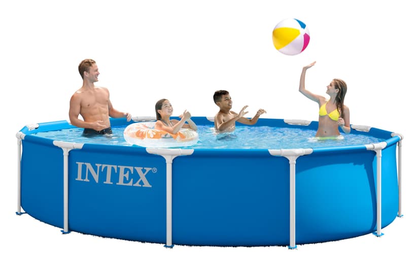INTEX 28210EP Metal Frame 12 ft x 30 in Above Ground Pool, Round Swimming Pool with Steel Frame, Pump Not Included