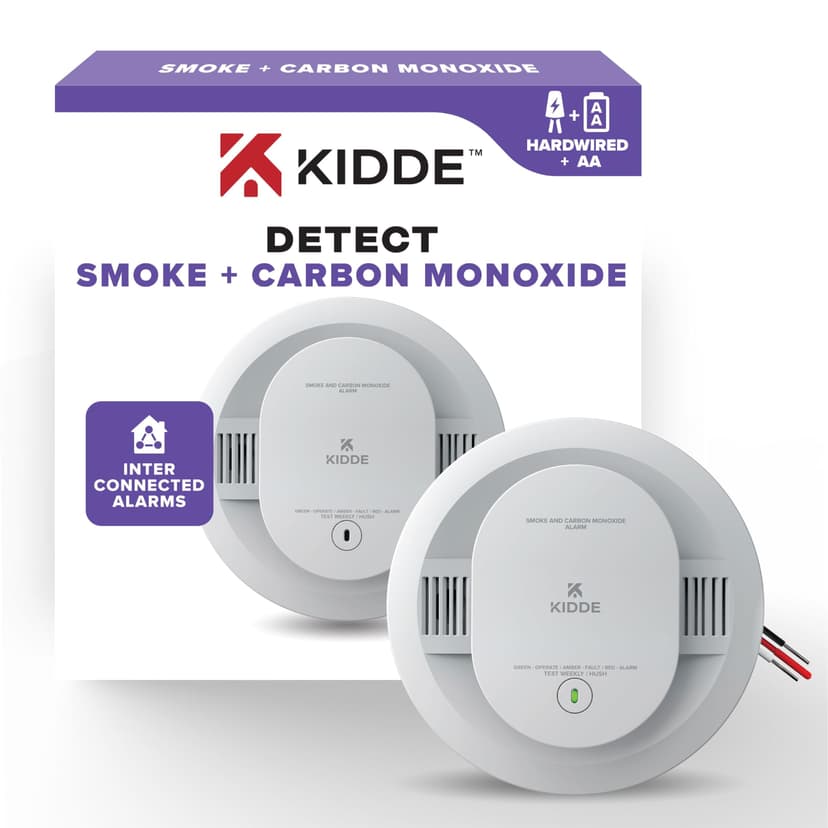 Kidde Smoke & CO Detector, Hardwired & AA Battery Backup, 30CUAR, 1 Pack | Wired Interconnect Capability, Smoke and Carbon Monoxide Detection, LED status lights, Ideal for Homes and Apartments