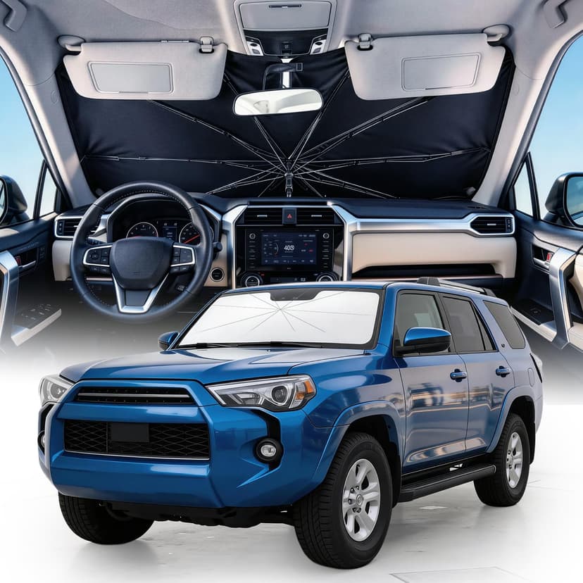 Weektic Custom Windshield Sun Shade Umbrella for Toyota 4Runner 2010-2026, [Double Thickened Ice Crystal Coating] Sun & Heat Protection, Keep Vehicle Cool & Protect Interior