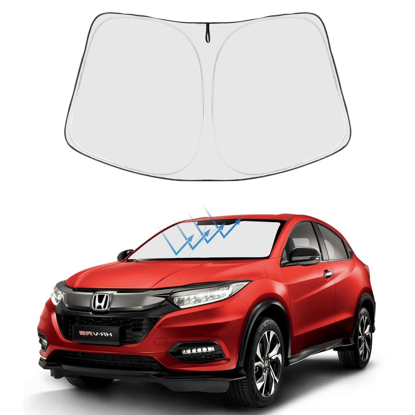 Proadsy Custom Fit 2016-2022 Honda HR-V Windshield Sun Shade, Blocks Heat | 240T Heat Shield, Drops Temp 54°F, Blocks 99% UV, Prevents Dashboard Cracking, Summer Parking & Beach Trips, Easy Twist-Fold