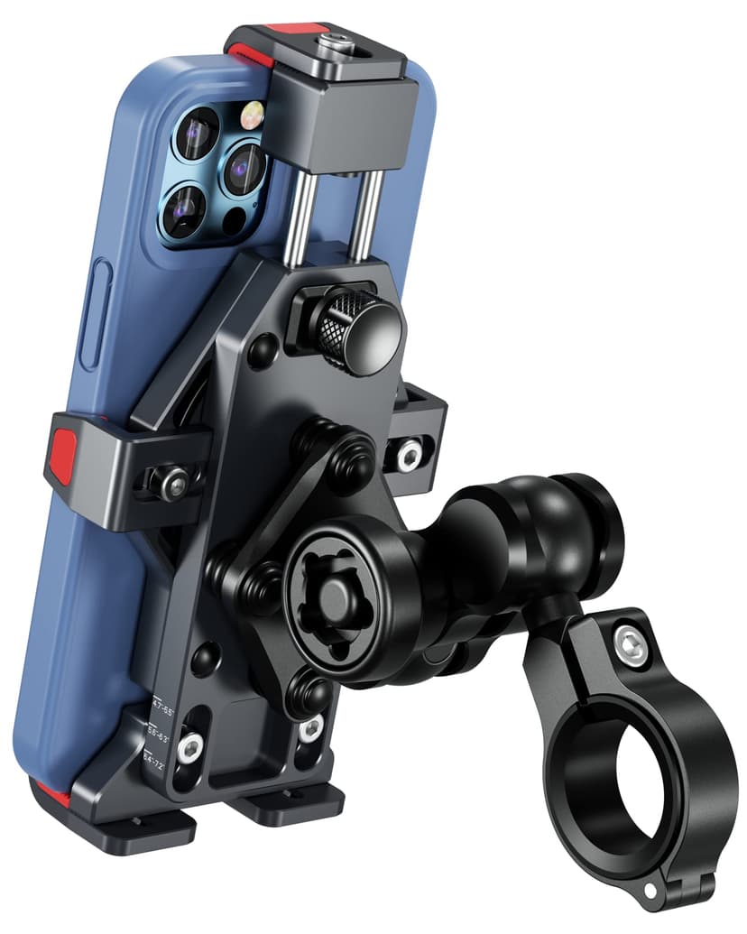 BRCOVAN Anti-Theft Aluminum Alloy Motorcycle Phone Mount Holder | with Vibration Dampener & Secure Lock, Adjustable Handlebar Cellphone Cradle for Bike Scooter ATV, Fit 4.7-7.2'' Smartphone