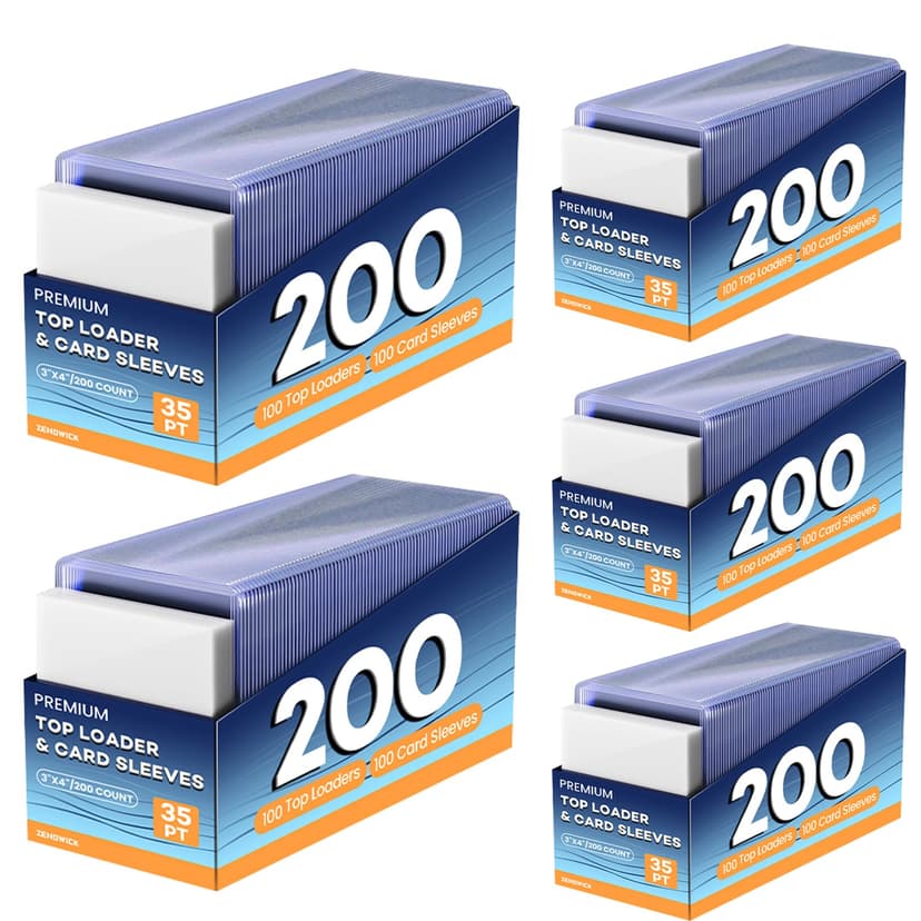 1000 Card Sleeves Top Loaders for Cards, 3" x 4" Hard Plastic Toploaders | Baseball Card Protectors, Trading Card Holder for Football Sports Cards (500 Toploaders + 500 Penny Sleeves)