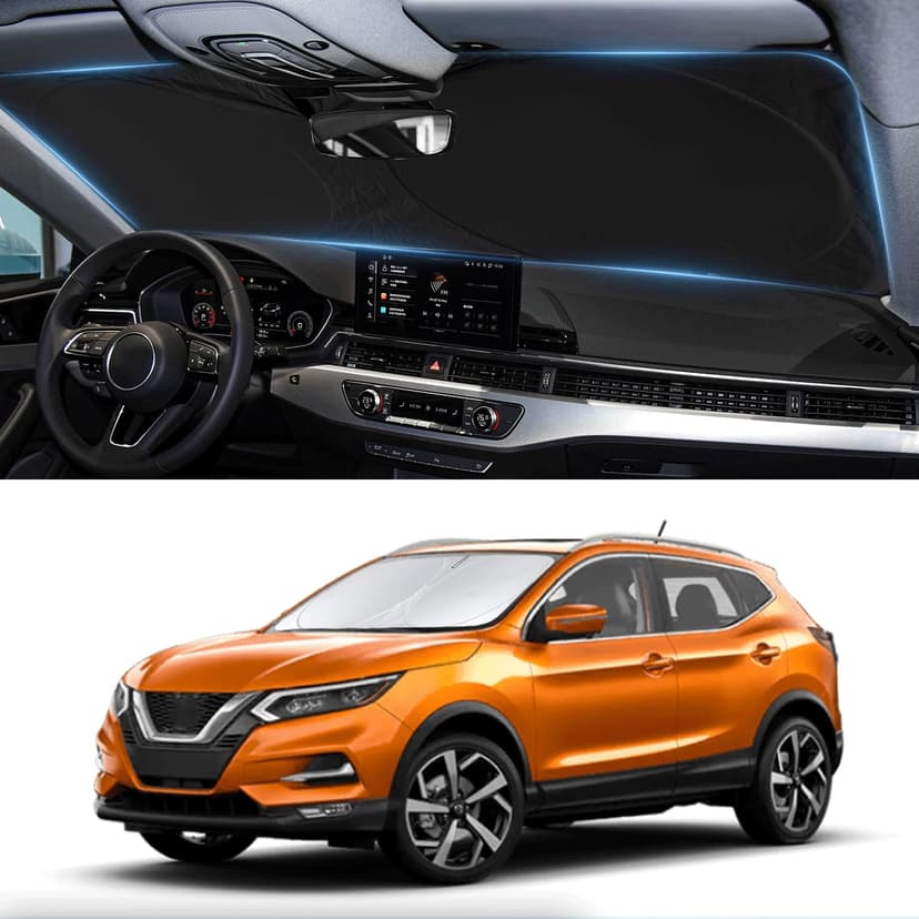 Custom Fit Rogue Sport Windshield Sunshade for 2017-2026 Nissan Rogue Sport | Front Window Car Sun Shades Shield Accessories Cover for Windshield Sun Visor Protector Blocks UV Rays