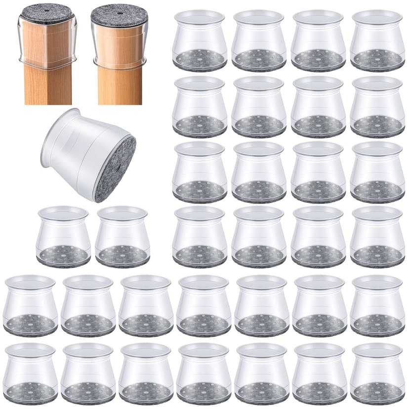 32 Pcs Chair Leg Floor Protectors - Silicone Felt Pads, Scratch-Proof & Noise-Free, Easy Smooth Moving, Large Size (Fits Round Chair Legs: 1-5/16" to 2" Diameter)​