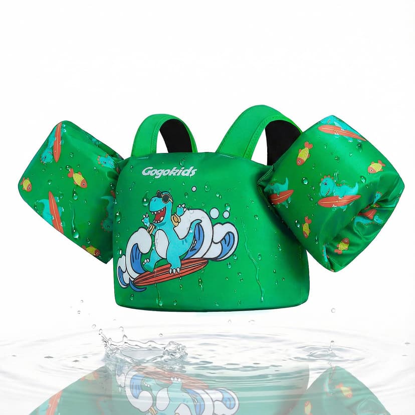 Gogokids Puddle Float Jumper 24-66 Pounds, Toddler Swim Vest Kids 1-6 Years | Secure Pool Floats, Toddler Floaties w/Water Wings, Swimming Jacket Pool Beach Water Play for Kids Swimmies Children Boy G