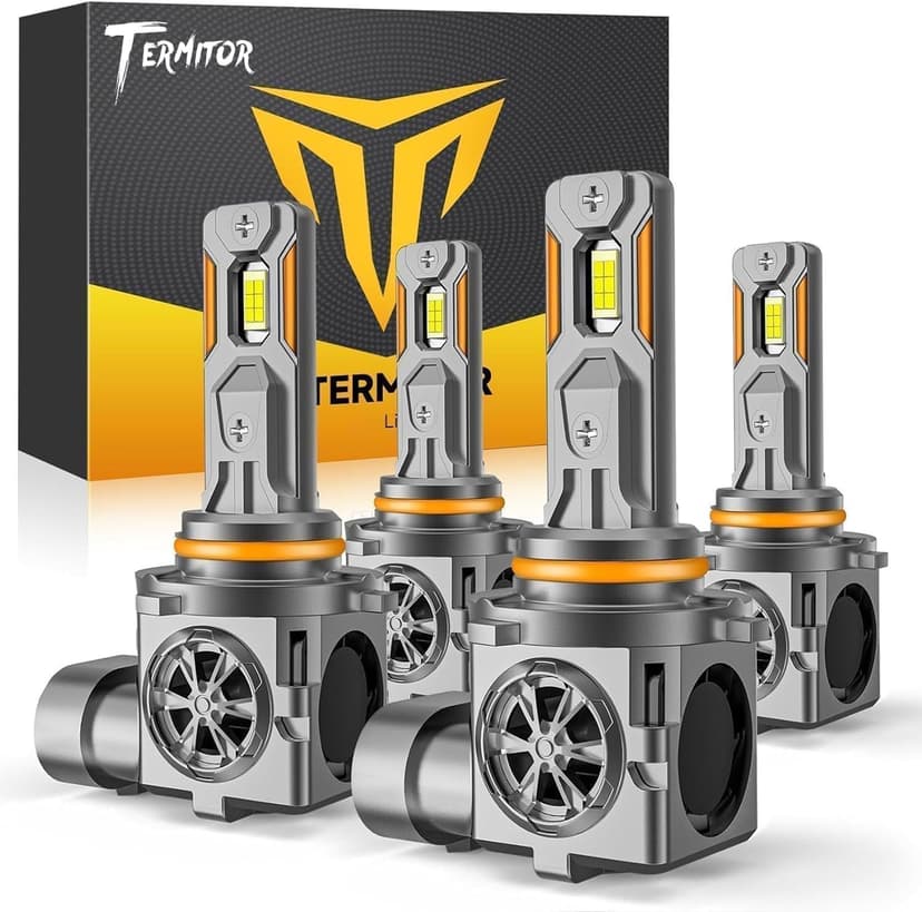 Termitor Latest 9005 9006 LED Bulbs, 100,000LM Brightness Hi/Low Beam, 85000+ Hours Long Service Life, 6500K Cool White, Real 1:1 Halogen Size 9005/HB3 9006/HB4 Fog Lights, Plug N Play, Pack of 2