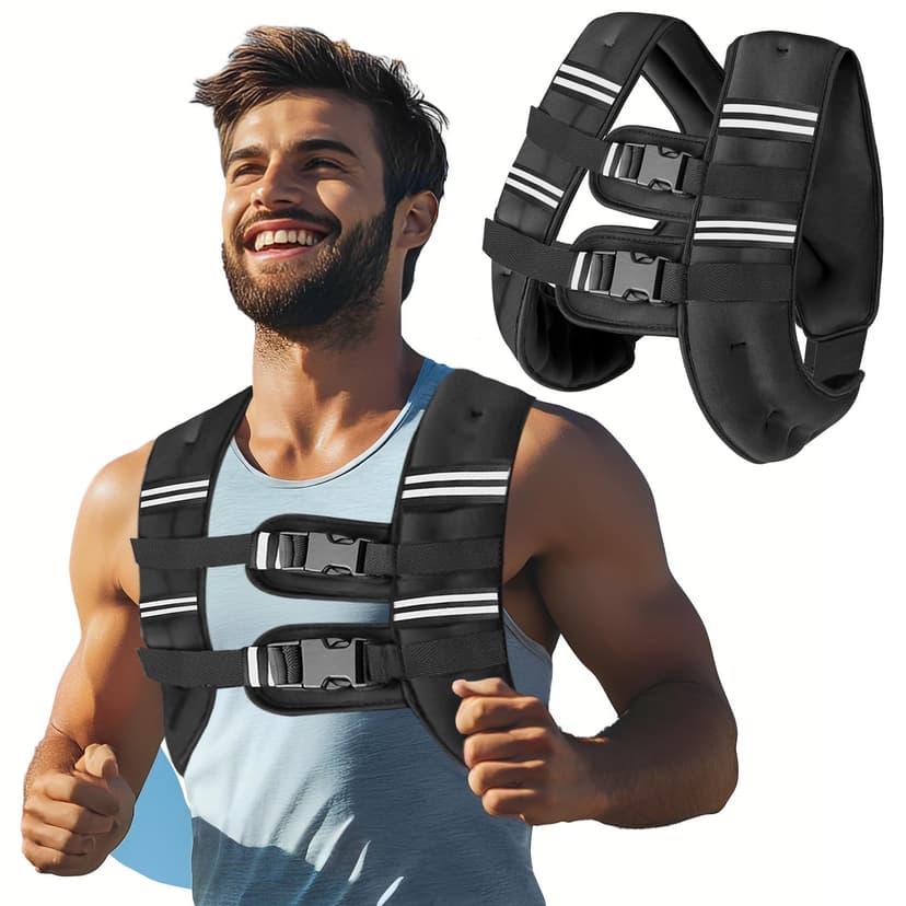 Zikopomi Weighted Vest Woman Man, 6lb/8lb/12lb/16lb/20lb/25lb/30lb Weight Vest with Reflective Stripes for Workout, Strength Training, Running, Fitness, Muscle Building, Weight Loss, Rucking Vest