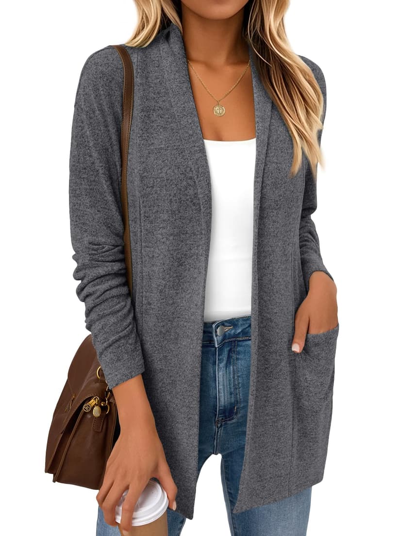 LILLUSORY Cardigan Sweaters for Women Lightweight Cardigans Fall Outfits | Open Front Long Cardigan with Pockets, Business Casual Outfits, Airport Travel Outfits, Teacher Outfits, 2026 Fall Fashion