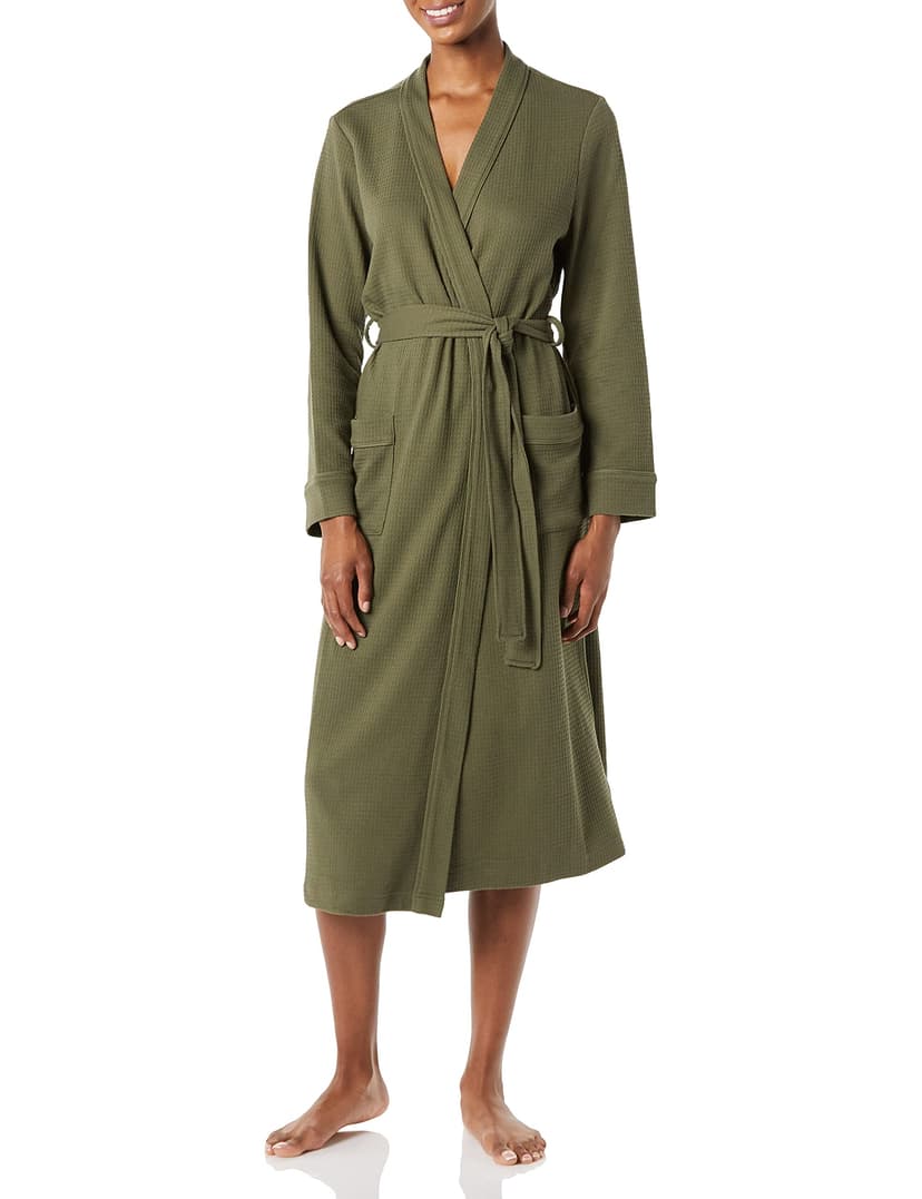 Amazon Essentials Women's Lightweight Waffle Full-Length Bath Robe with Pockets (Available in Plus Size)