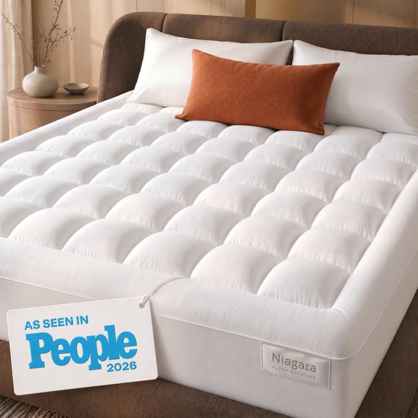 Niagara Sleep Solution Cloud-Like Full Size Mattress Topper - 100% Cotton Top Mattress Pad for Back Pain Relief - Breathable & Naturally Cooling for Hot Sleepers, White