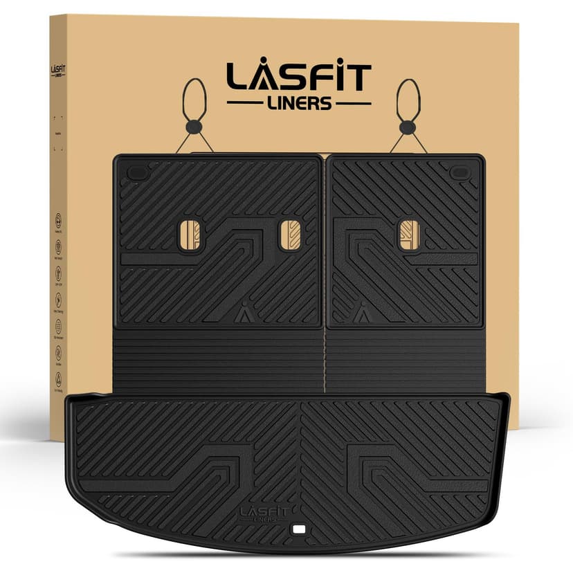 LASFIT Cargo Mats for Hyundai Palisade 2027 2026 | All Weather TPE Custom Fit Cargo Trunk Mat & Backrest Mats Accessories, Black