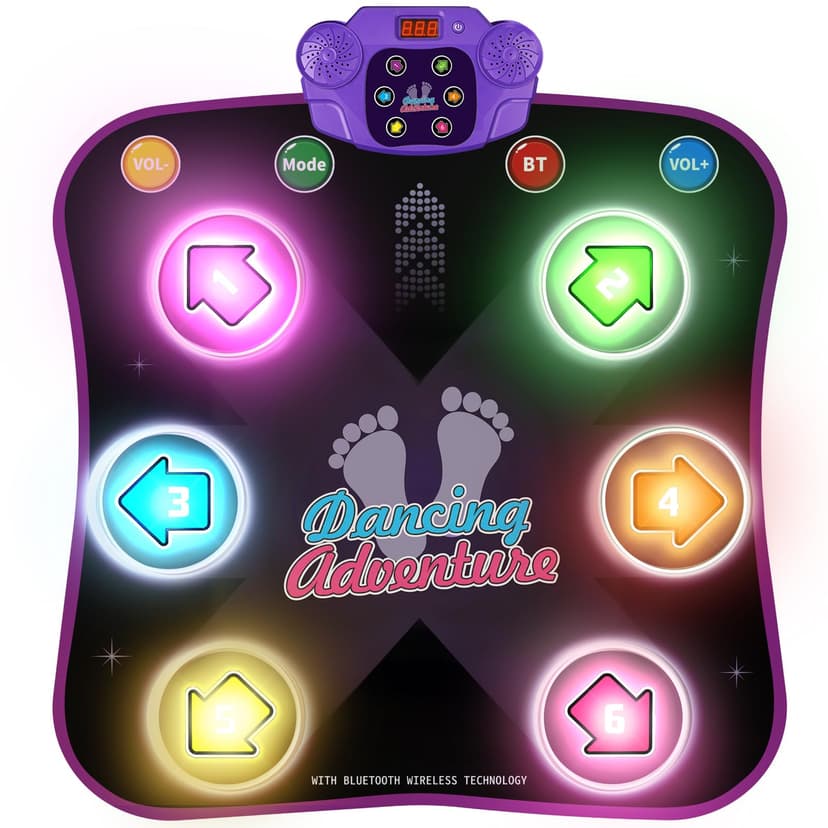 Dance Mat Toys with Bluetooth, Electronic Dance Pad for 3-12 Year Old Kids | Music Dance Mat with Bluetooth, Light-up 6-Button, 5 Game Modes, Birthday Toys Gifts for 3 4 5 6 7 8 9 10+ Year Old Girls