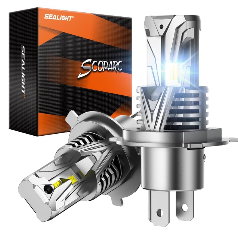 SEALIGHT H4 Bulb, 120000LM 900% Super Brighter For Uber, With 25000RPM Powerful Cooling Fan, Eye-protected 6500K S7S Series, 10 Years Lifespan Pack of 2