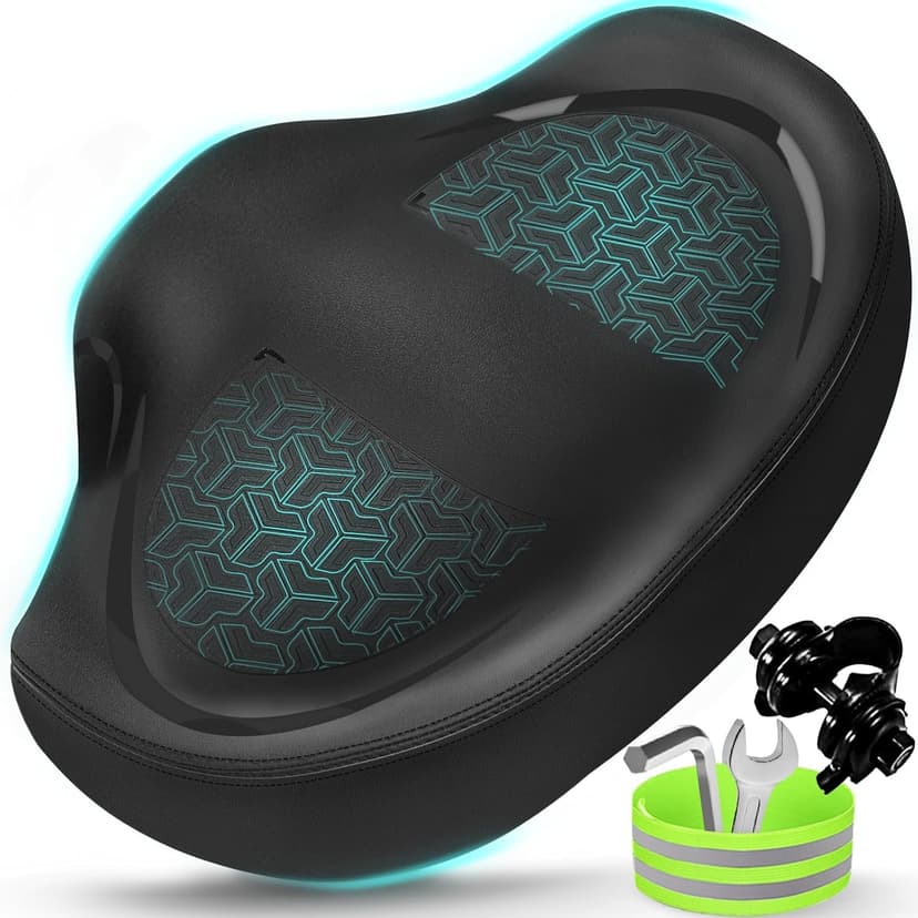 Noseless Bike Seat Cushion for Men & Women - Extra Padding & Comfort Wide Bicycle Seat, Oversized Comfortable Saddle for Peloton Bikes, Exercise Bikes, Electric Bikes, Cruiser Bikes