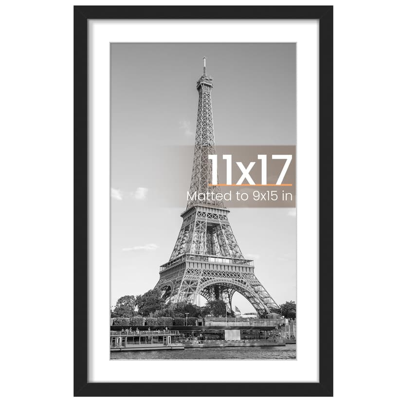 upsimples 11x17 Picture Frame, Wall Decor Poster Frames, Black 1 Pack | 11 x 17 Frame, 9x15 Frame with Mat for Gallery Wall, Family, Baby, Dog, Dorm, Christmas