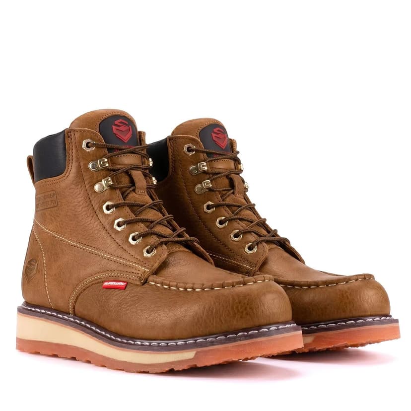 SUREWAY 6” Mens Heavy Duty Soft/Composite/Steel Toe Work Boots for Men,Comfortable & Durable,GoodyearWelt,Full Grain Leather,Oil/Slip Resistant,Wedge Moc Toe Industrial Construction Boots/Shoes