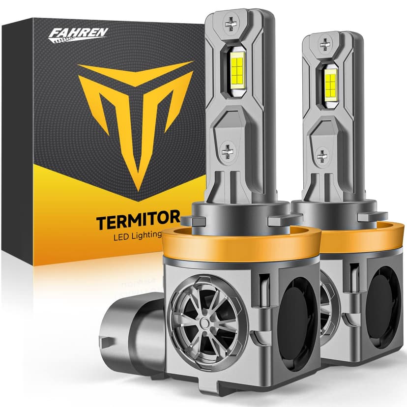 Termitor H11/H9 LED Bulbs, 45,000LM 10X Super Bright, 1:1 Mini Size 6500K Cool White IP68 Waterproof Automotive Replacement H11 Fog Lights, 3-Minute Plug and Play Installation, Pack of 2
